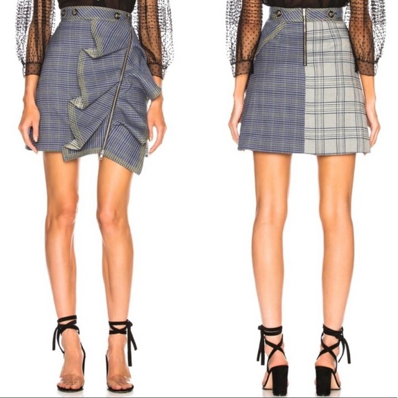 Self-Portrait Flounced Check Plaid Ruffle Skirt US 0 - Picture 3 of 16